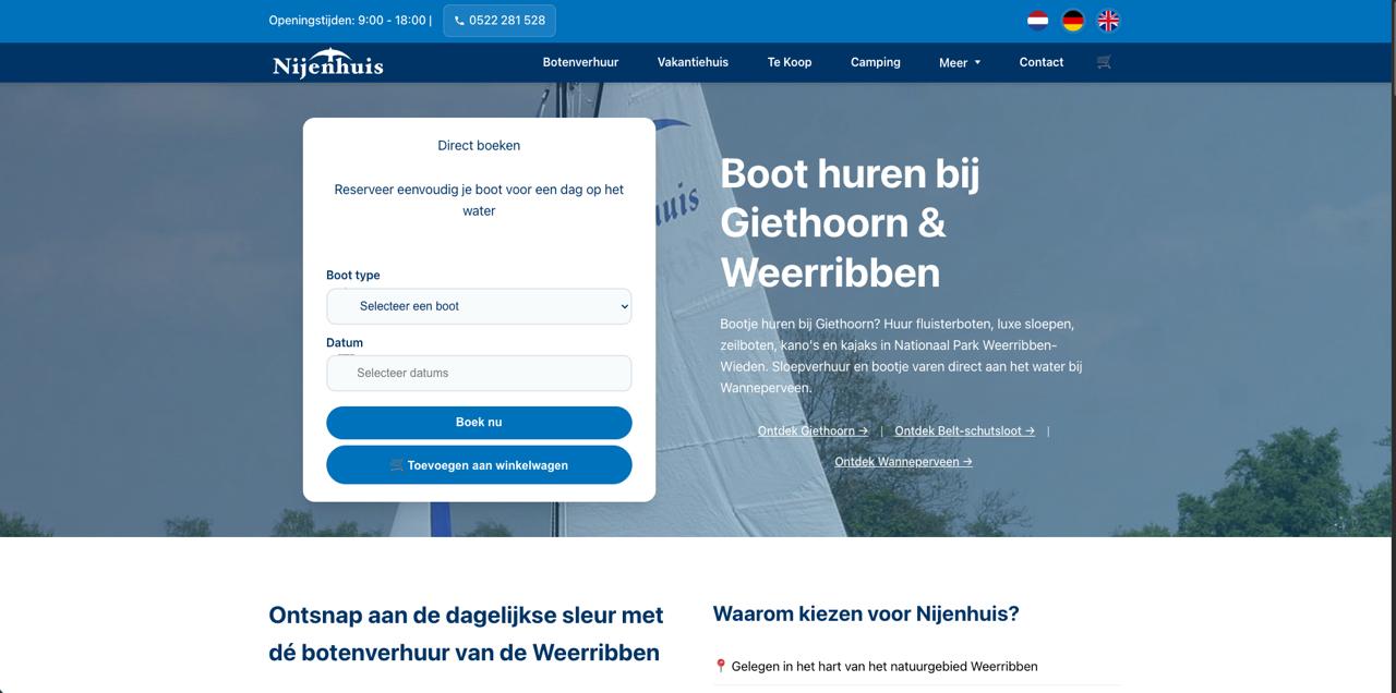 Nijenhuis Botenverhuur website